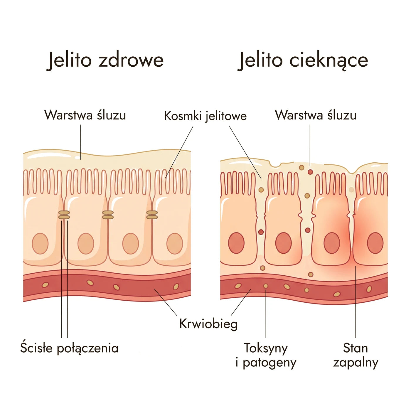 Jelito zdrowe vs jelito cieknące — bariera jelitowa